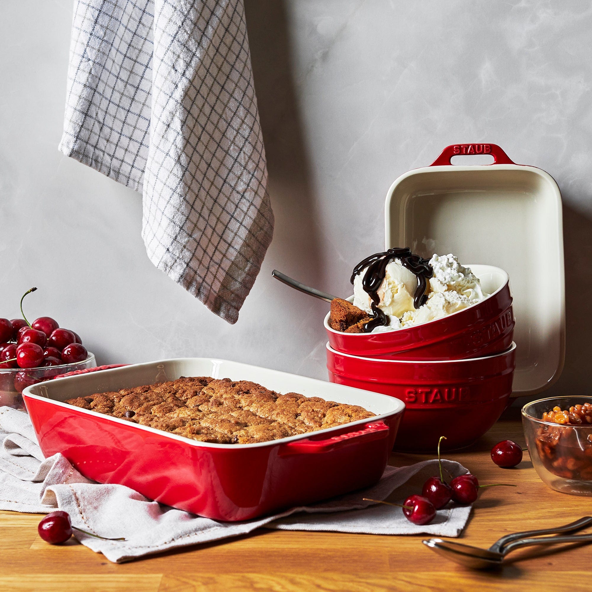 Staub Ceramic 4-pc Baking Dish Set - Cherry