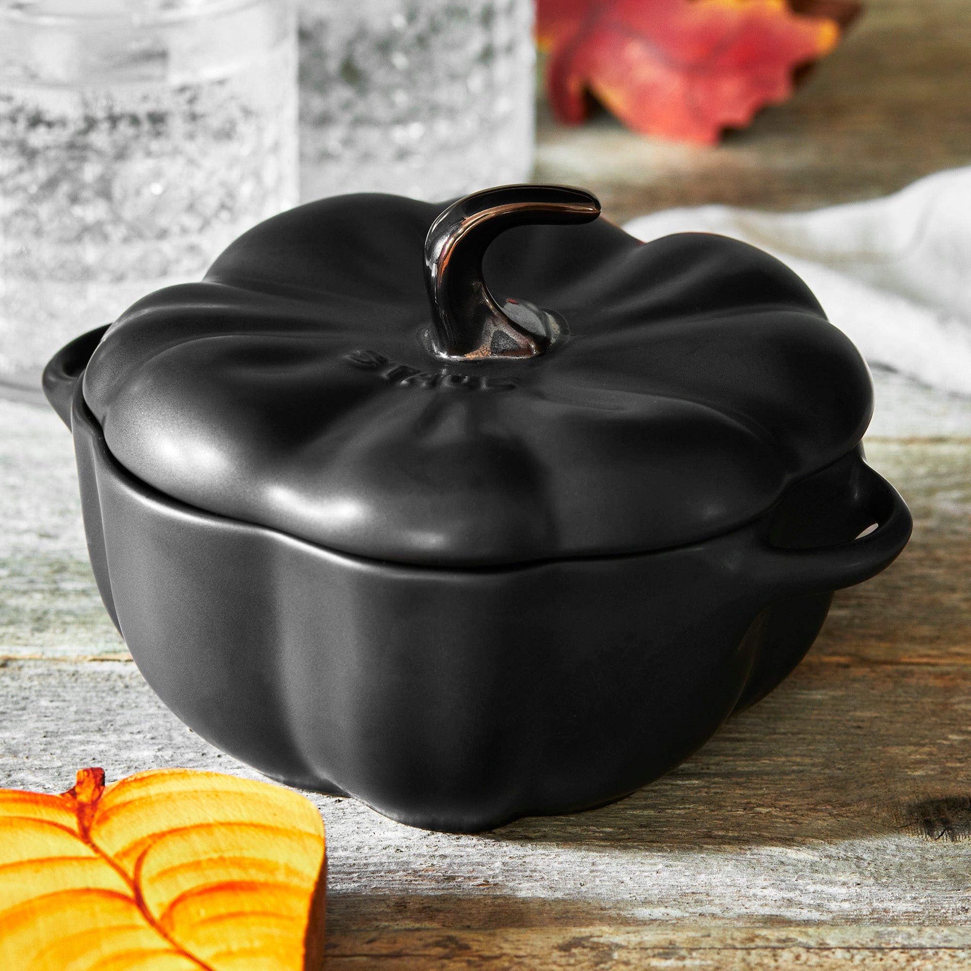 Staub Ceramic 16-oz Petite Pumpkin Cocotte - Matte Black