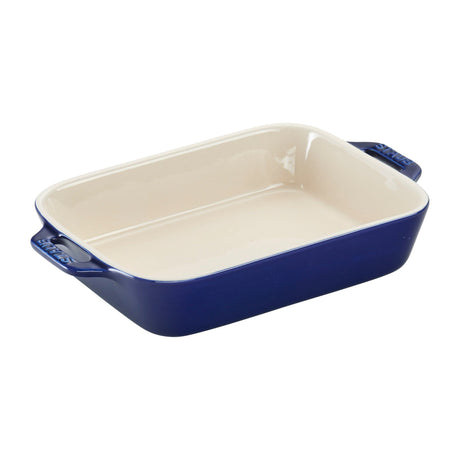Staub Ceramic 4-pc Baking Pans Set, Casserole Dish with Lid, Brownie Pan, Dark Blue