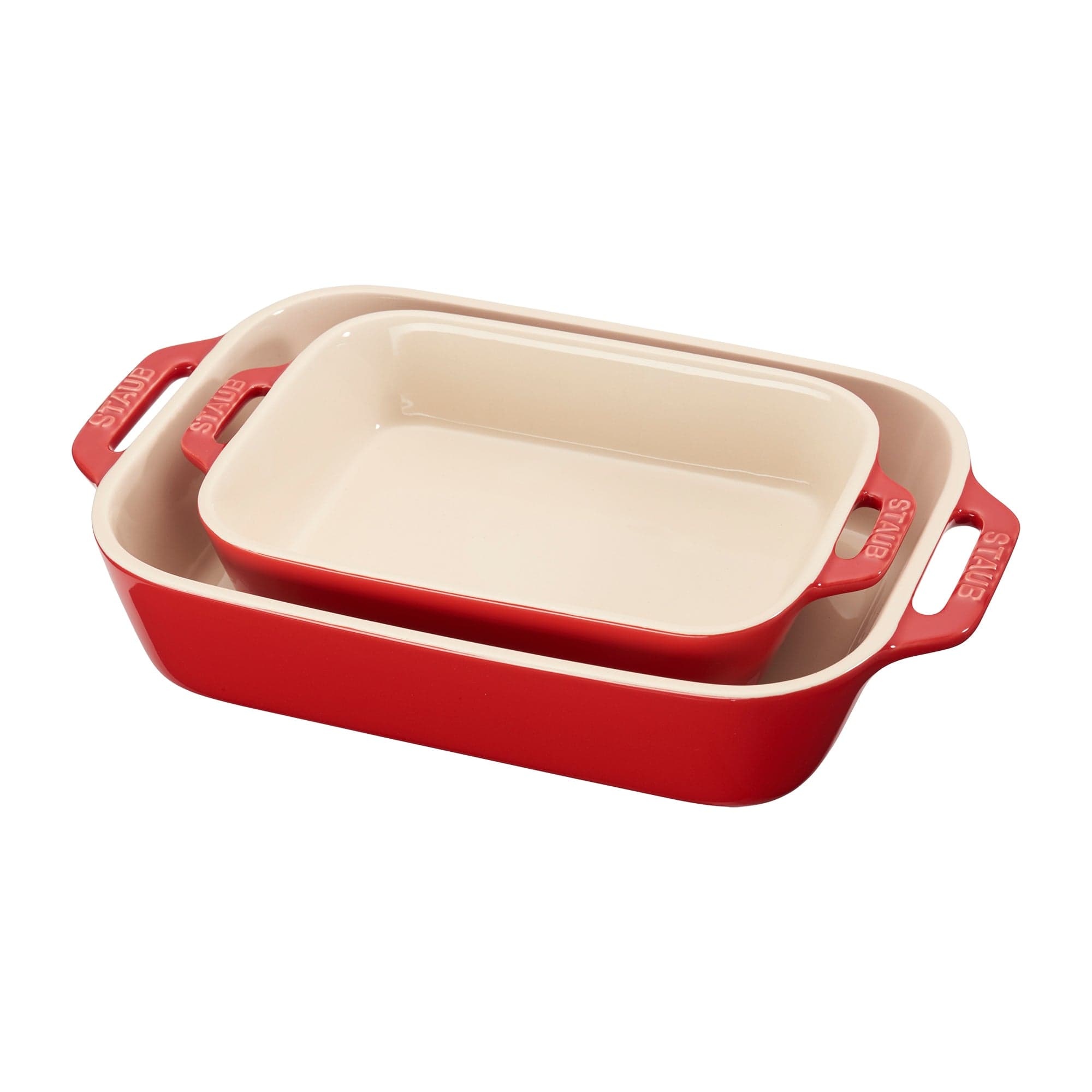 Staub Ceramic 2-pc Rectangular Baking Dish Set - Cherry