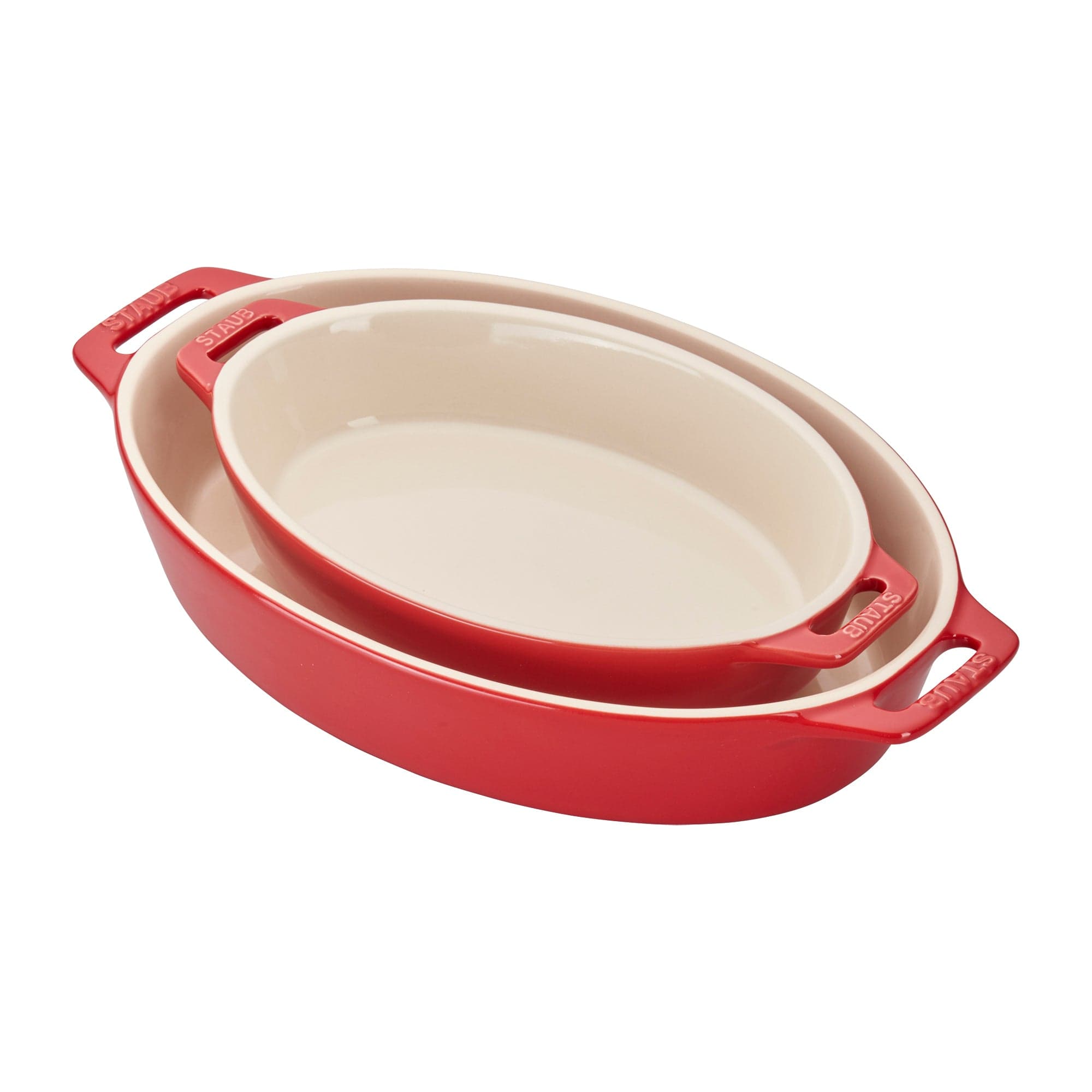 Staub Ceramic 2-pc Oval Baking Dish Set - Cherry