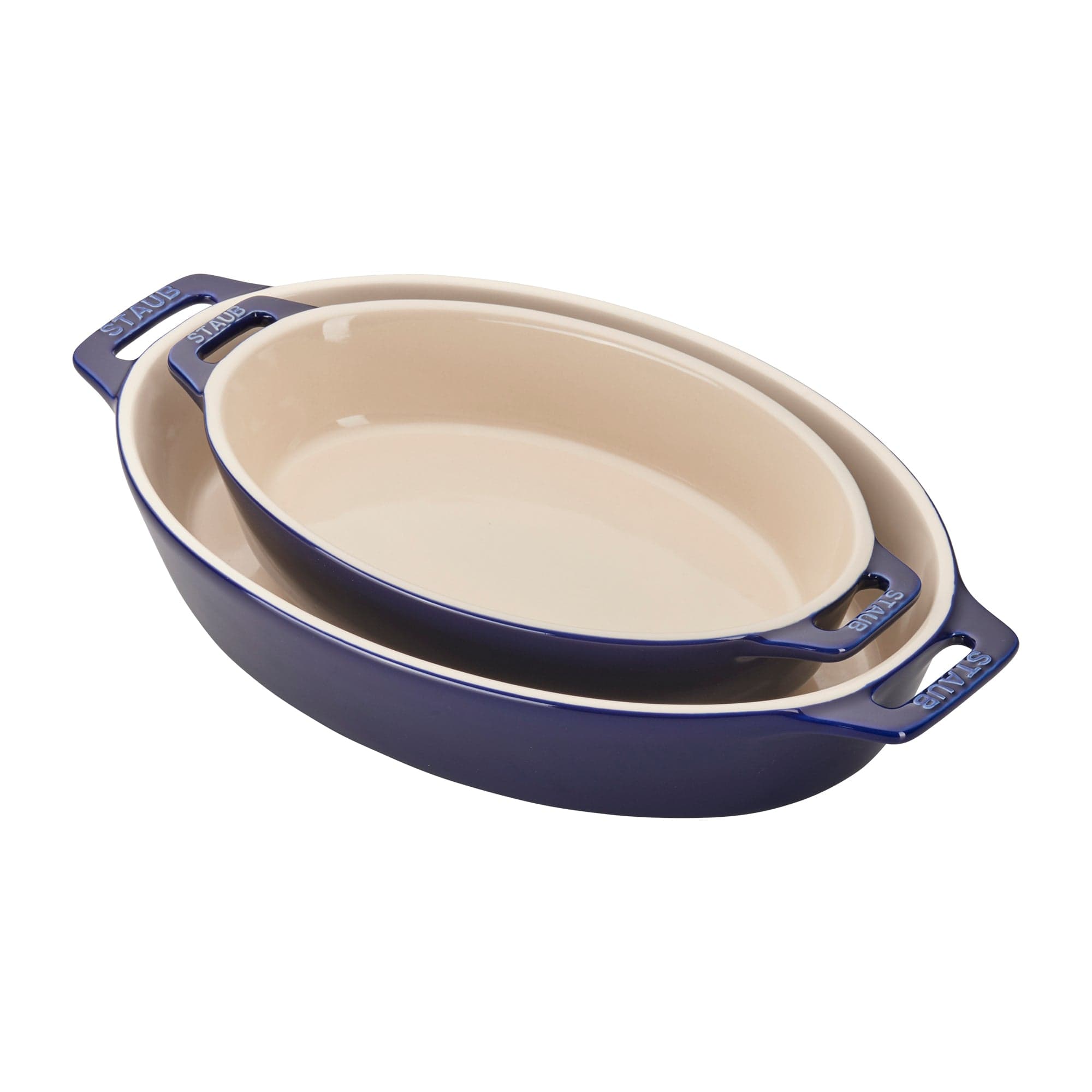 Staub Ceramic 2-pc Oval Baking Dish Set - Dark Blue