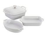 Staub Ceramic 4-pc Baking Pans Set, Casserole Dish with Lid, Brownie Pan, White