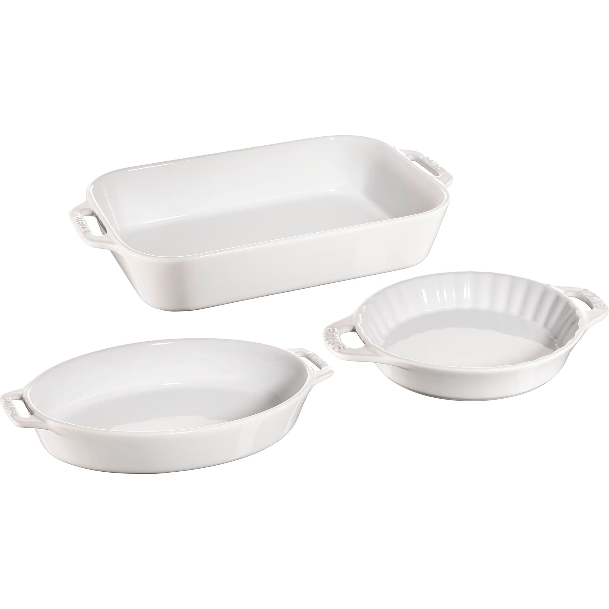 Staub Ceramic 3-pc Mixed Baking Dish Set - White