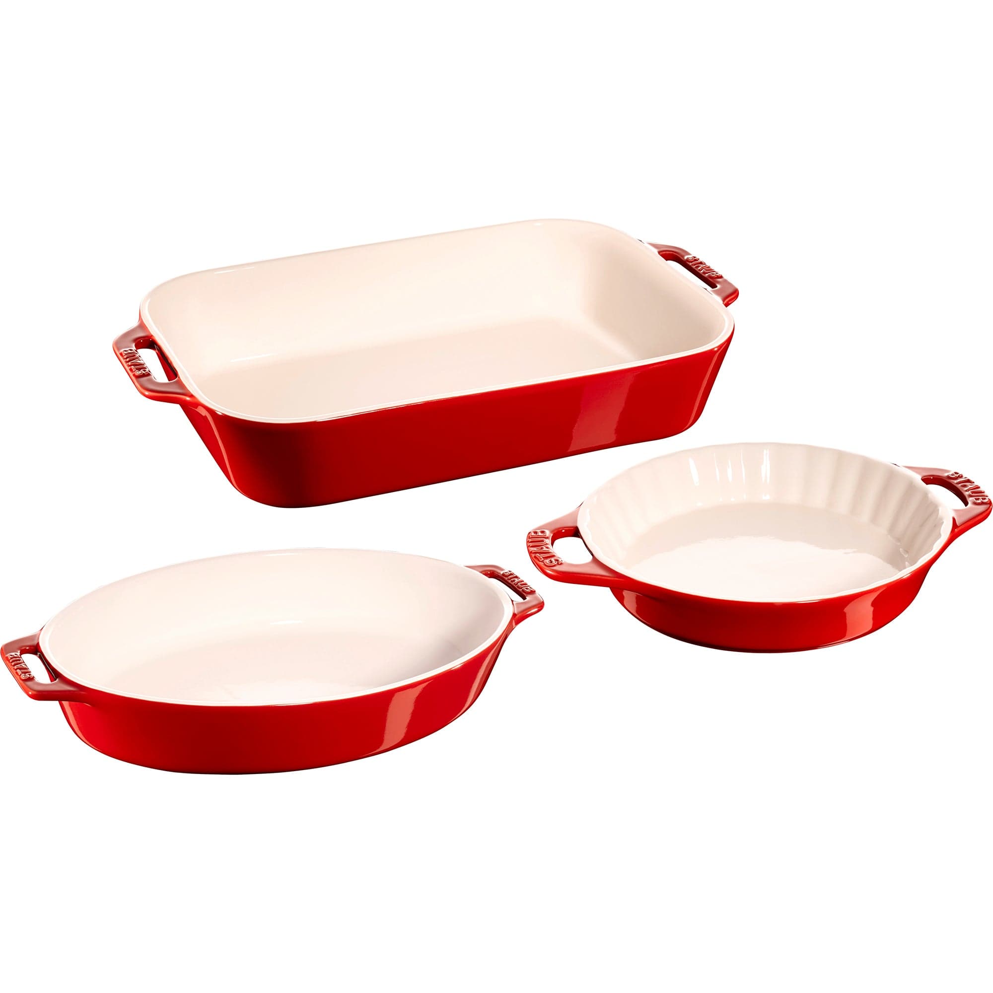 Staub Ceramic 3-pc Mixed Baking Dish Set - Cherry