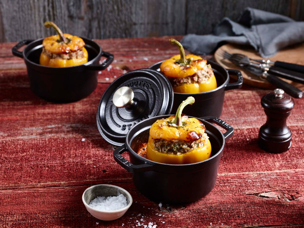 Staub Cast Iron 0.5-qt Round Cocotte - Matte Black