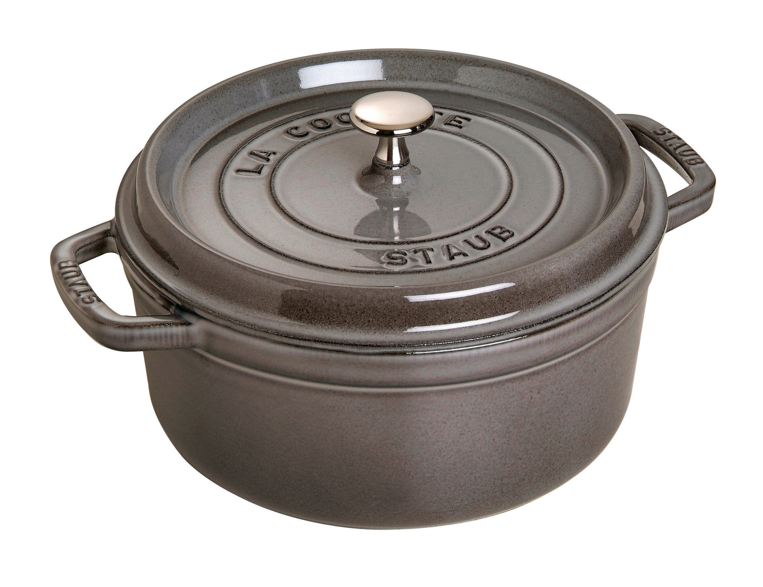 Staub Cast Iron 9-qt Round Cocotte - Graphite Grey