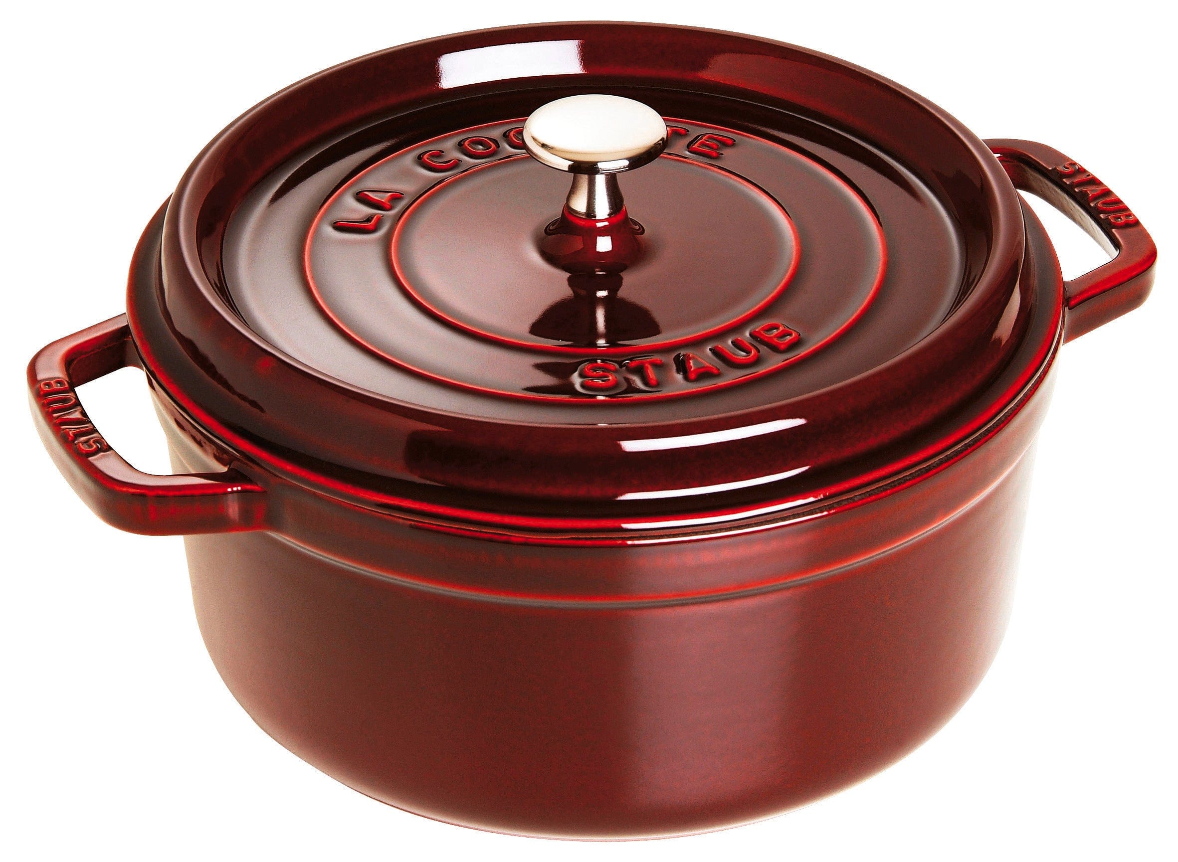 Staub Cast Iron 9-qt Round Cocotte - Grenadine