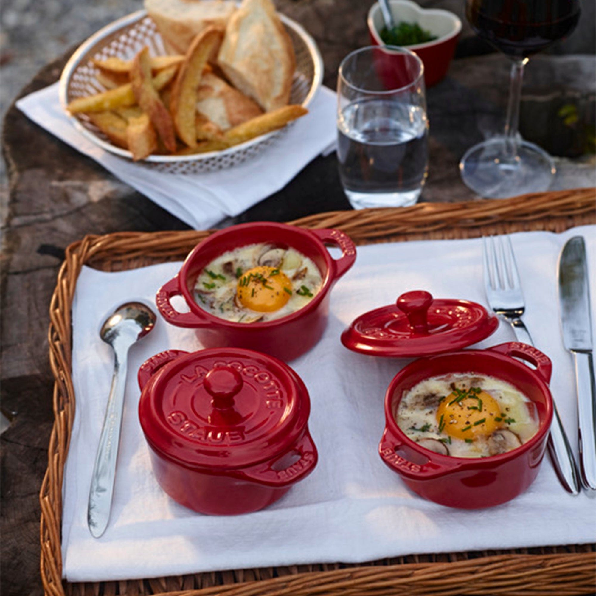 Staub Ceramic 3-pc Mini Round Cocotte Set - Cherry