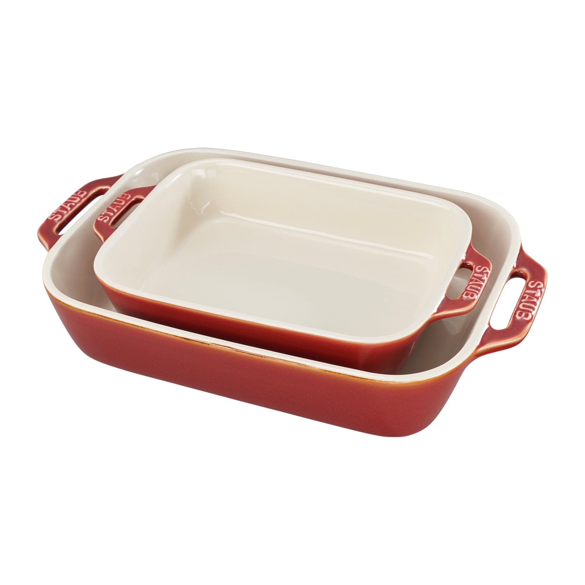 Staub Ceramic 2-pc Rectangular Baking Dish Set - Rustic Red