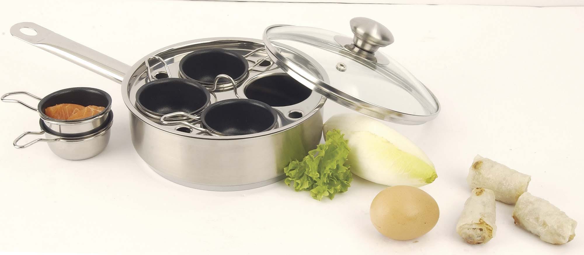 Demeyere Resto 4-cup Stainless Steel Egg Poacher Set