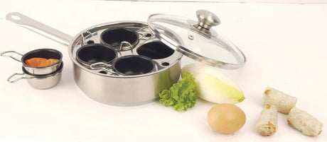 Demeyere Resto 4-cup Stainless Steel Egg Poacher Set