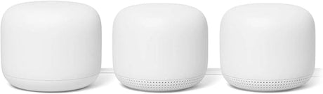 Google Nest Wi-Fi AC2200 Mesh Router with Google Assistant, Smart Tech, 5400 Sq. Ft. Coverage Area, 3-Pack, Snow - Refurbished