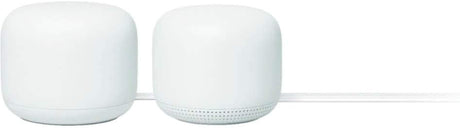 Google Nest WiFi Router with 1 Point, Mesh Wi-Fi Extender, Smart Speaker, Works with Google Home, 3800 Sq. Ft. Coverage Area, 2-Pack, Snow