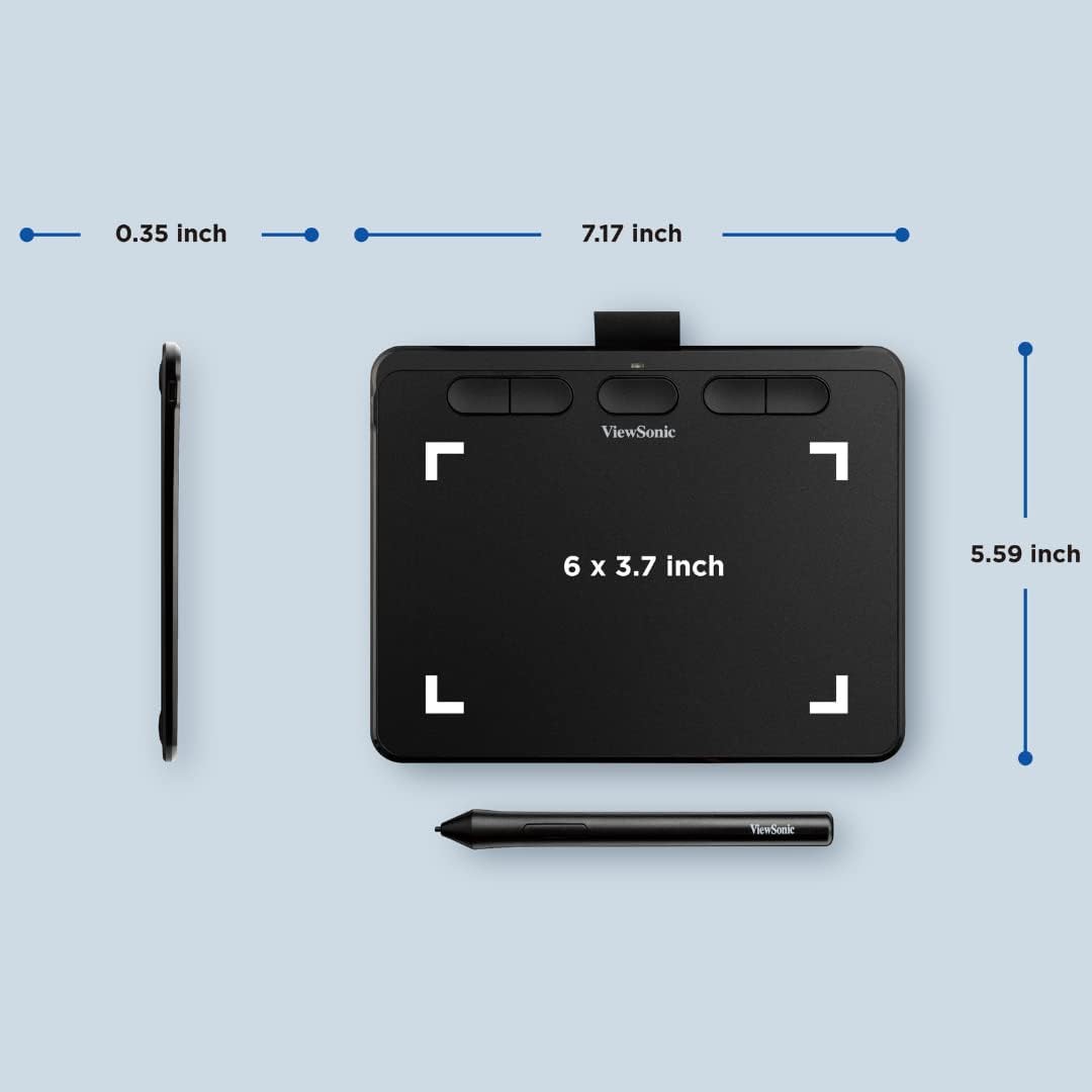 ViewSonic 7" Graphics Tablet, 8192 Pressure Pen, ±60° Tilt, Portable for Students/Creators, Mac/Windows Compatible