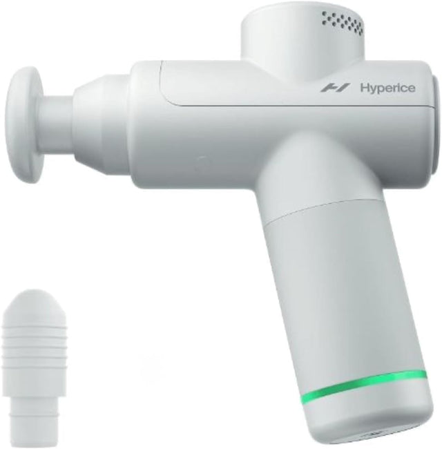 Hypervolt Go 2 Massage Gun, Quiet Glide Tech, 3 Speeds, 2 Heads, Relieves Sore Muscles and Stiffness, FSA and HSA Eligible, Arctic Grey