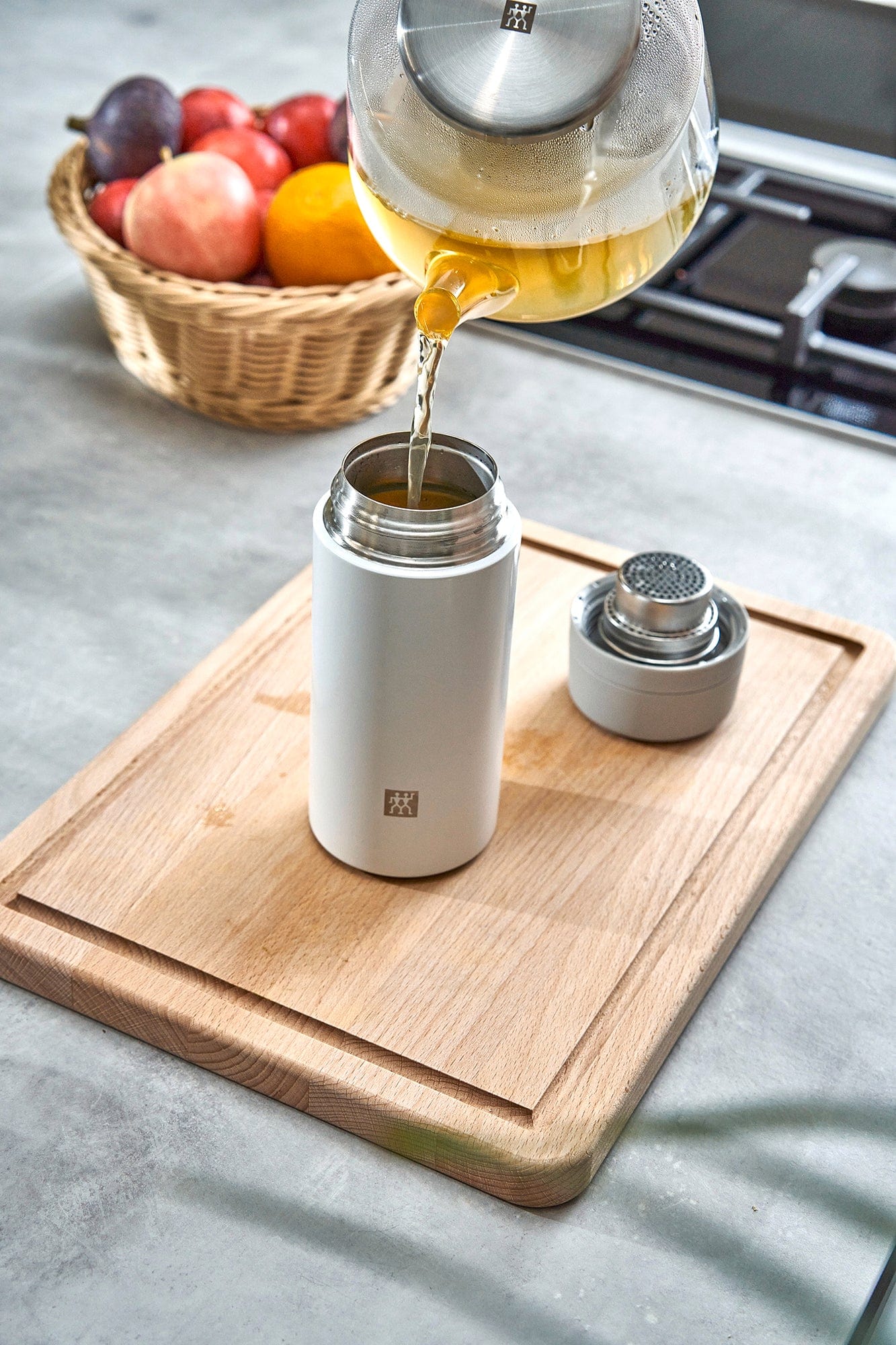 Zwilling Thermo 14.2 oz Tea & Fruit Infuser Bottle - Silver-White