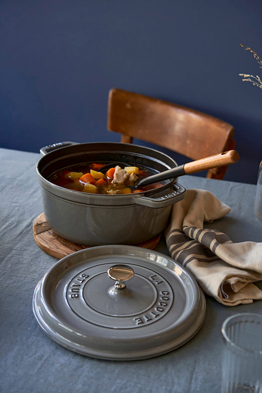 Staub Cast Iron 4-qt Round Cocotte - Graphite Grey