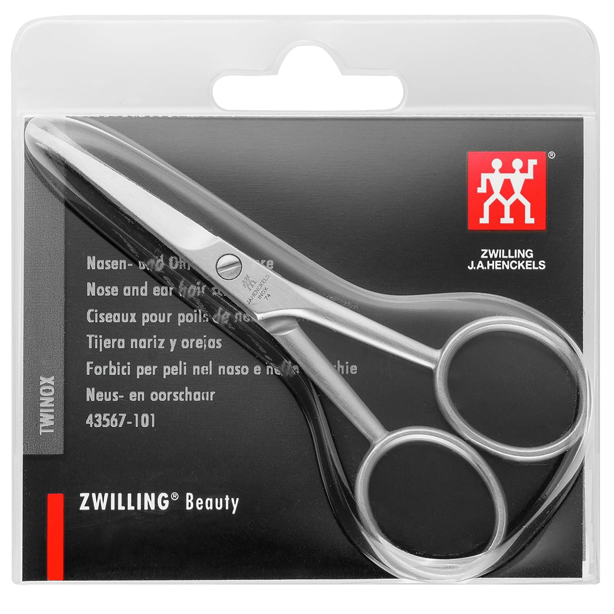 Zwilling Beauty Twinox Nose and Ear Hair Scissors, Facial Hair Scissors, Durable Stainless Steel, Matte, Premium Facial Care, 105 mm