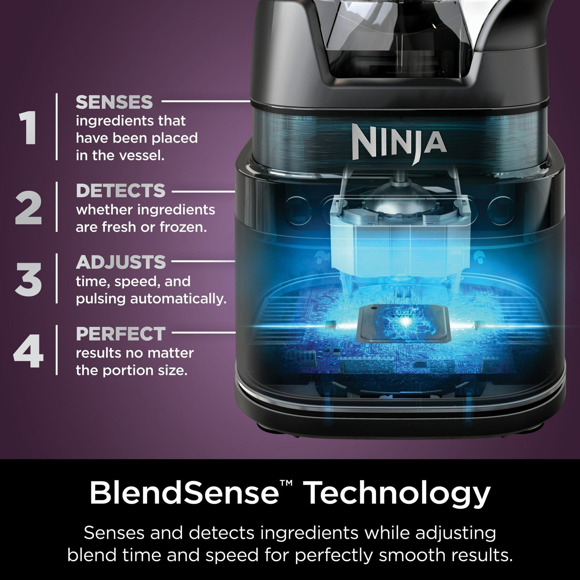 Ninja Detect Kitchen System 72-Oz Blender, 3 Speeds, Blend, Crush, Chop, Smoothies, BlendSense Technology, Silver - Certified Refurbished
