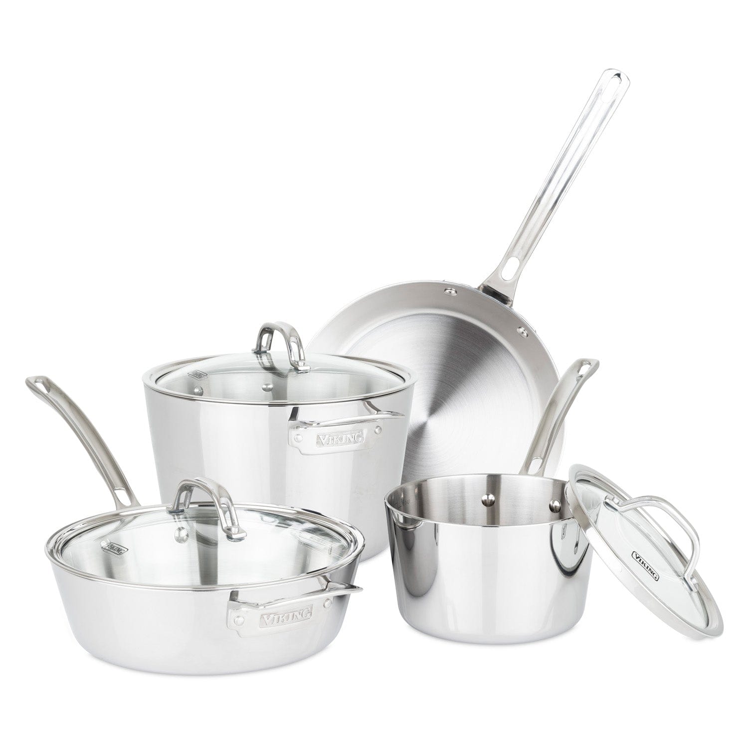 Viking Contemporary 3-Ply 7-pc Cookware Set, Mirror Finish