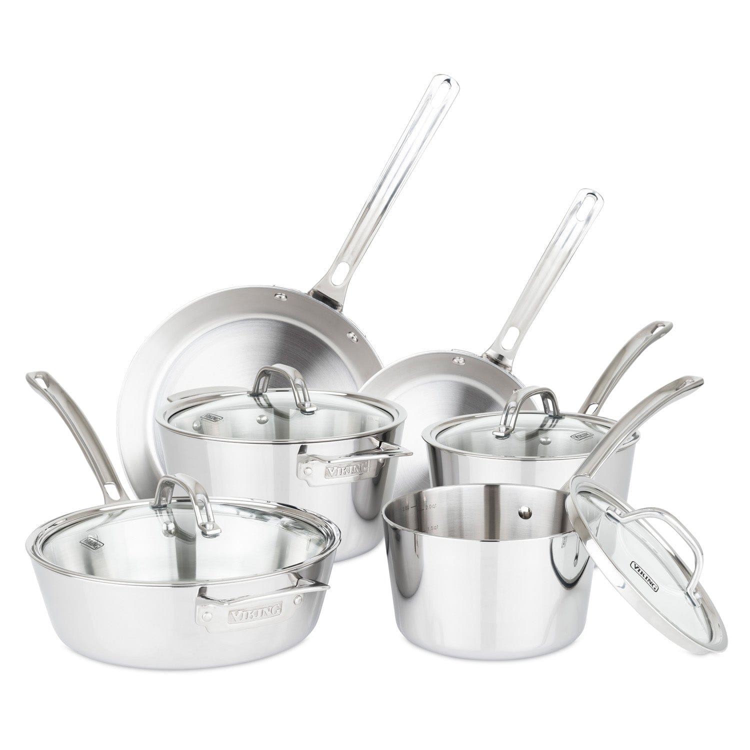 Viking Contemporary 3-Ply 10-pc Cookware Set, Mirror Finish