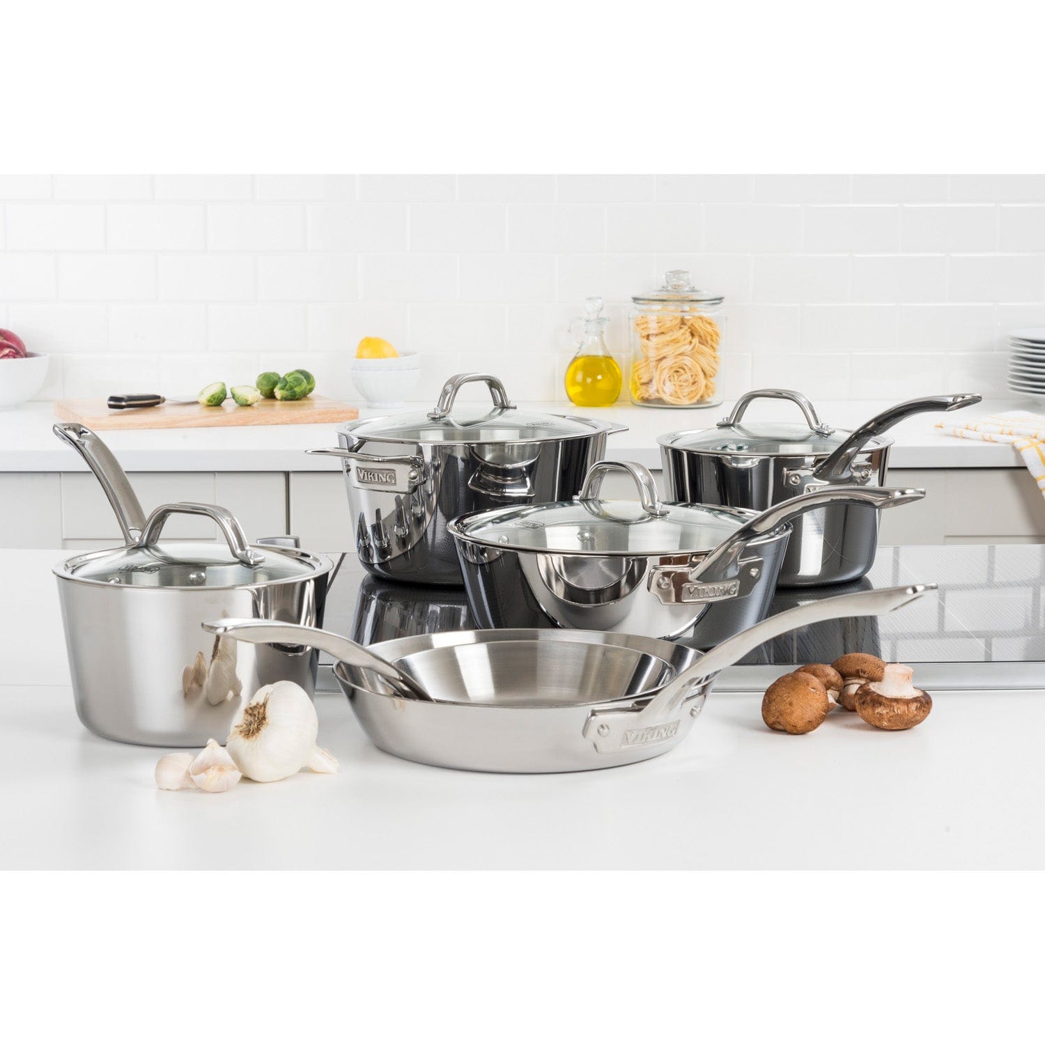 Viking Contemporary 3-Ply 10-pc Cookware Set, Mirror Finish