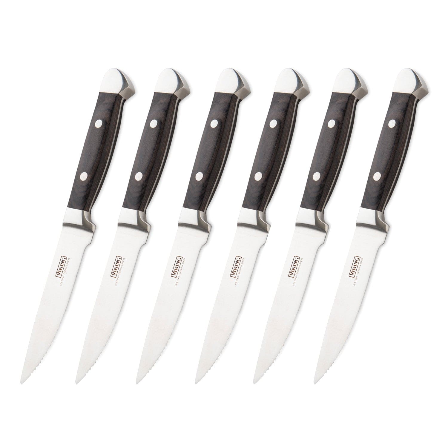 Viking German Steel Steakhouse 6-pc Steak Knife Set with Commemorative Box, Black Pakkawood