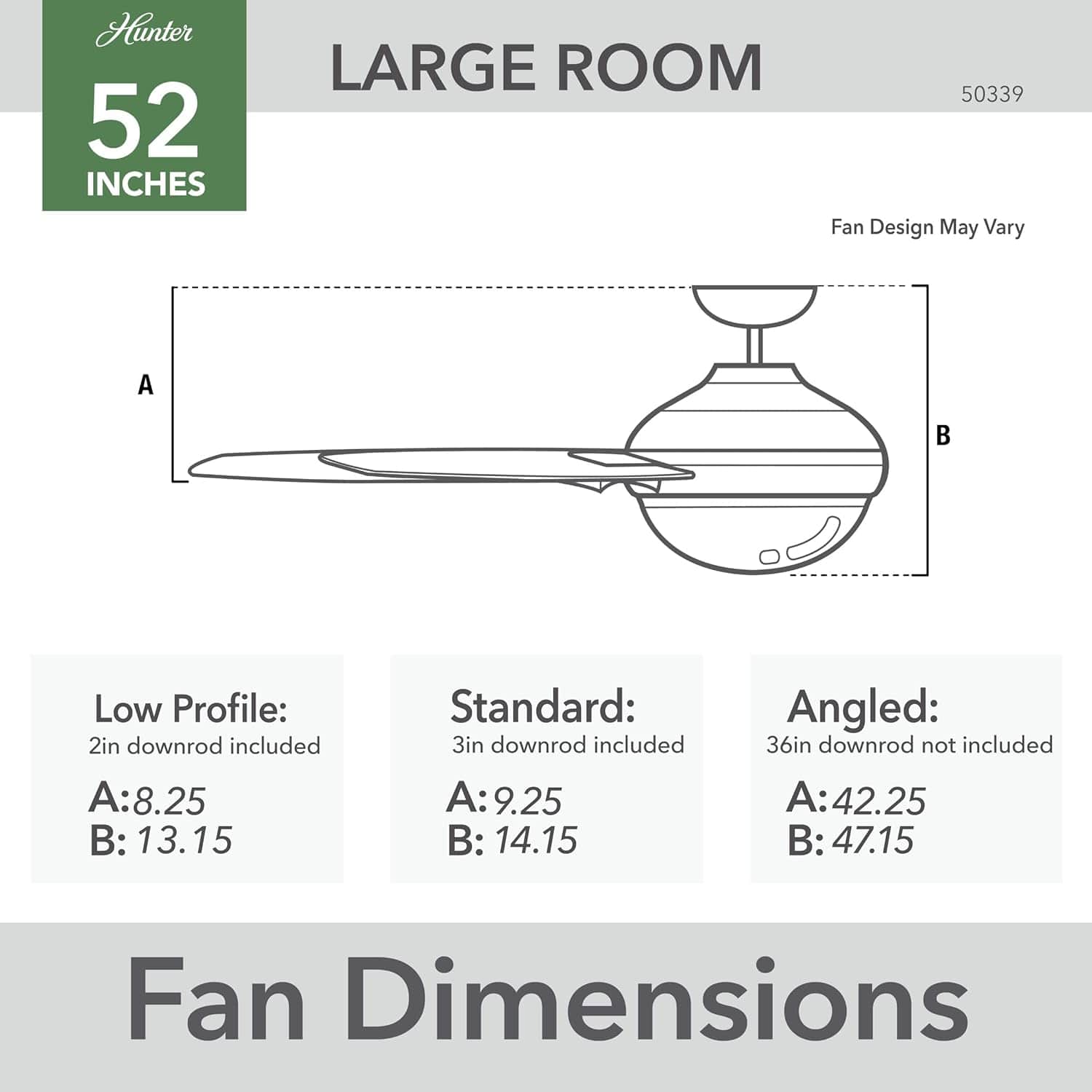 Hunter Fans 50339 52" Spring Mill Indoor Outdoor Industrial Cage Style Ceiling Fan with Edison LED Light & Pull Chain, Matte Silver