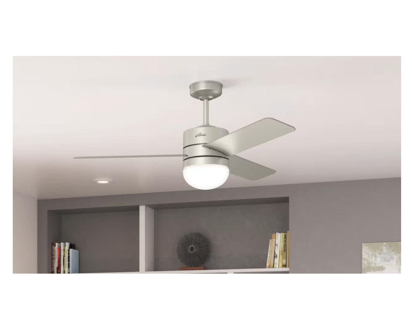 Hunter Fans 54" Neutron SureSpeed SimpleConnect Smart Ceiling Fan with LED Light + Remote, Matte Nickel