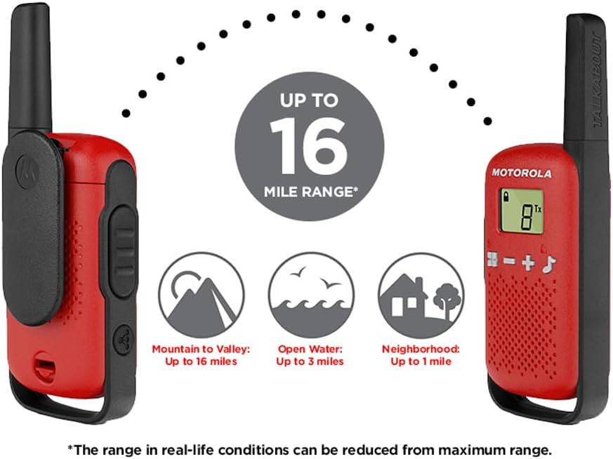 Motorola Solutions Talkabout Two-Way Radios, Dual Pack, Red