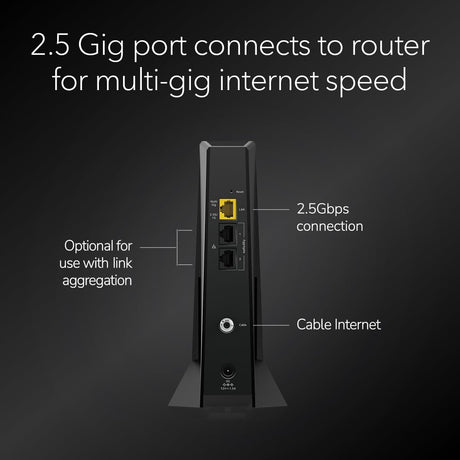 Netgear CM3000 Nighthawk DOCSIS 3.1 Mid/high-Split Cable Modem, Up to 2.5Gbps, Black - Certified Refurbished
