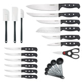 Farberware 22-Piece Never Needs Sharpening Triple Rivet High-Carbon Stainless Steel Knife Block Set, Black
