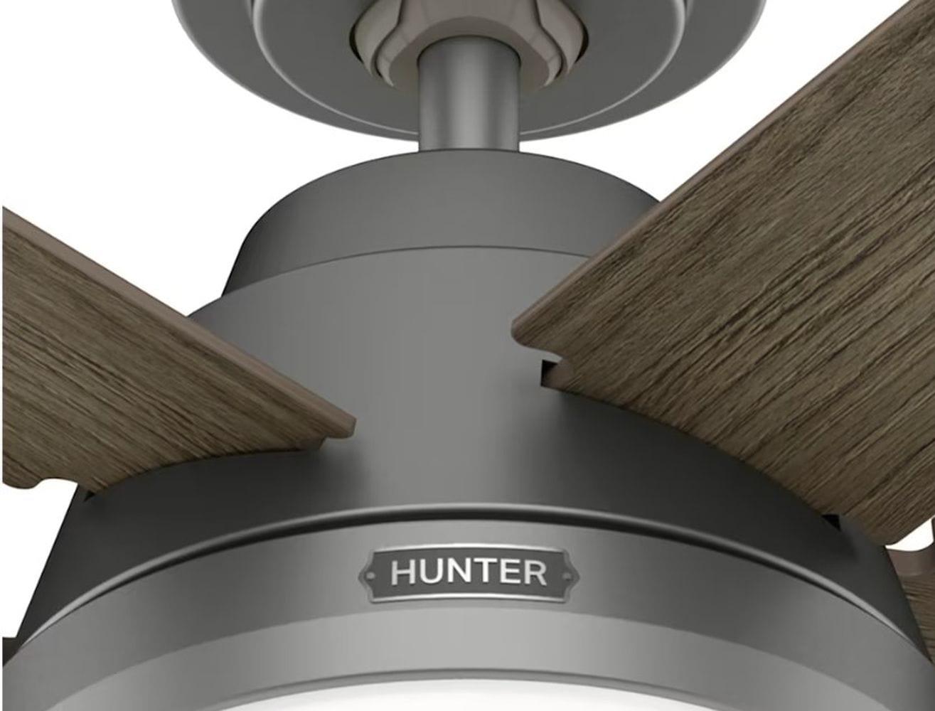 Hunter Fans 51710 44" Locke Ceiling Fan with LED Light, Pull Chain Control, Matte Silver, Warm Grey Oak Blades