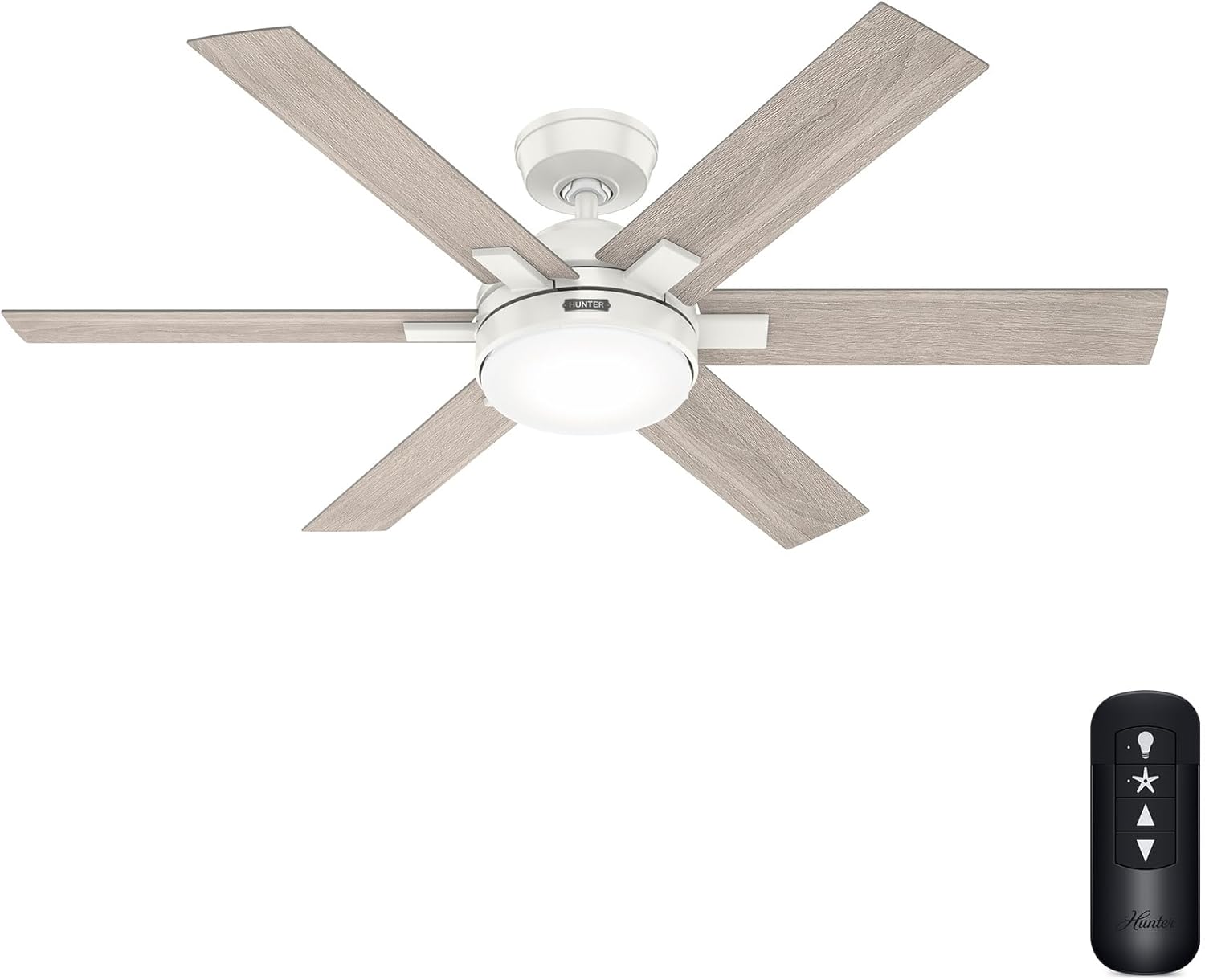 Hunter Fans 51880 52" Georgetown Ceiling Fan with LED Light & Remote Control, Fresh White