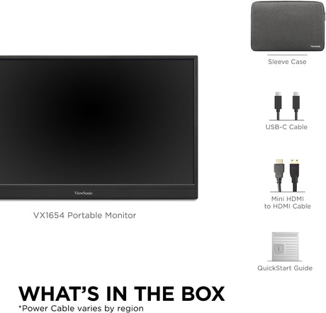 ViewSonic 16" 1080p IPS Portable Gaming Monitor, 144Hz, USB C, Mini HDMI, Black - Certified Refurbished