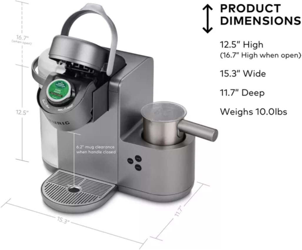 Keurig K-Café C Single Serve K-Cup Pod Coffee, Latte and Cappuccino Maker, Nickel - Open Box