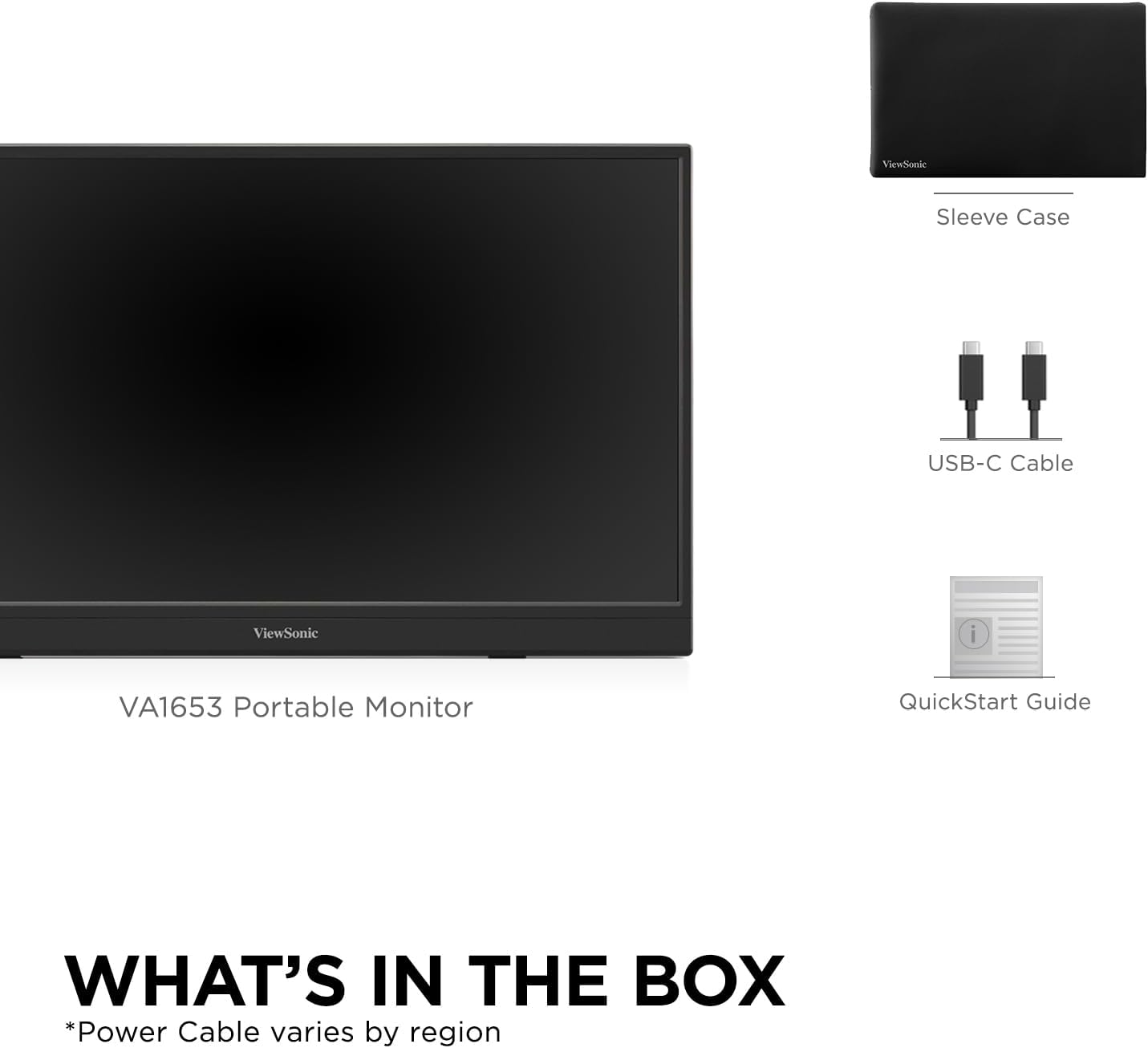 ViewSonic 16 Inch 1080p FHD IPS Portable Monitor with Eye Care, Built-in Stand, USB C, Mini HDMI - Certified Refurbished