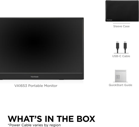ViewSonic 16 Inch 1080p FHD IPS Portable Monitor with Eye Care, Built-in Stand, USB C, Mini HDMI - Certified Refurbished
