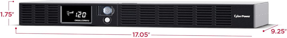 CyberPower Smart App LCD UPS Battery Backup and Surge Protector, 500VA/300W, 6 Outlets, AVR, 1U Rackmount - Certified Refurbished