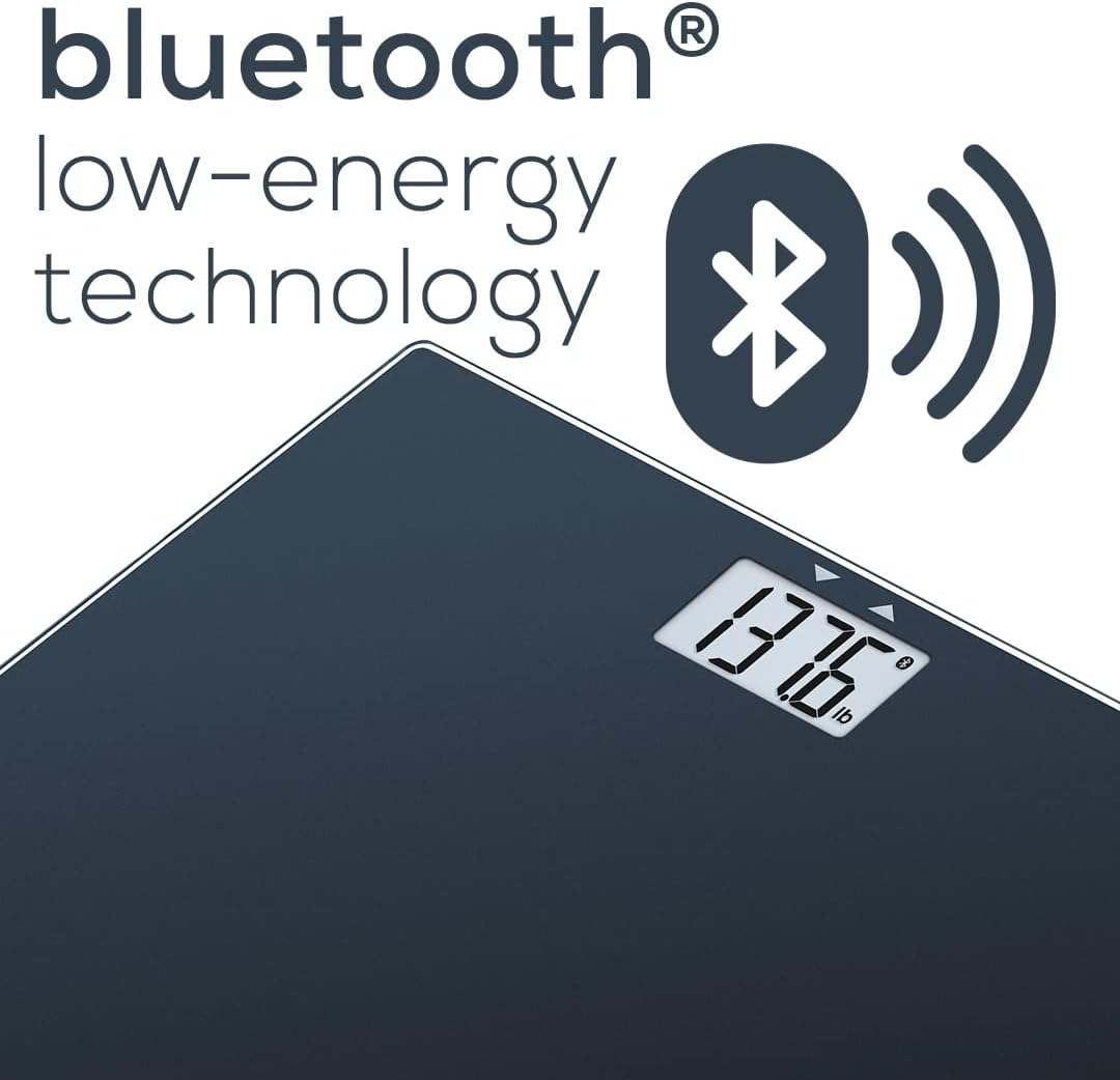 Beurer Bluetooth Glass Scale with BMI Measurement, Smart Digital Bathroom Scale Connects with Health App Analyzer, Black - Refurbished