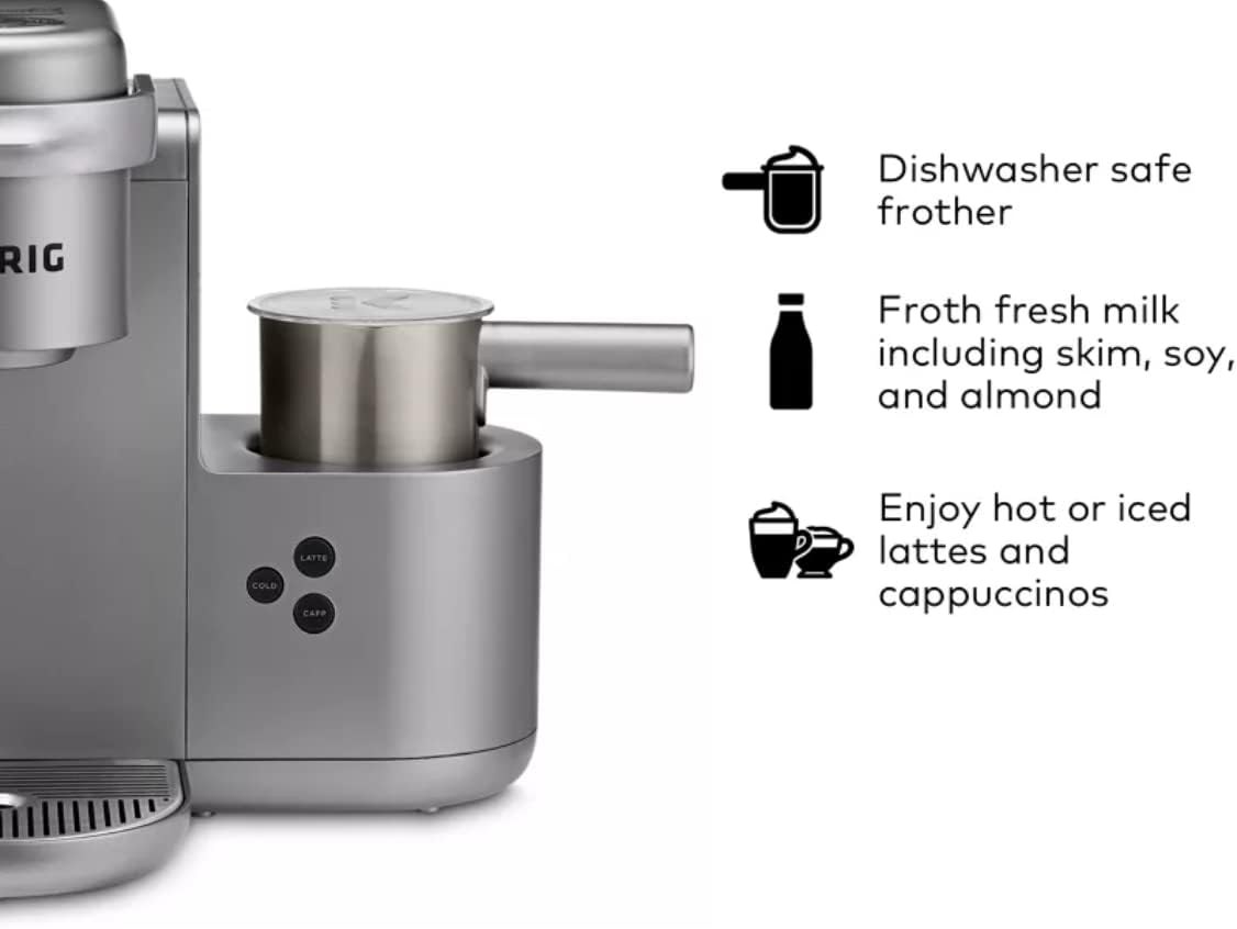 Keurig K-Café C Single Serve K-Cup Pod Coffee, Latte and Cappuccino Maker, Nickel - Open Box