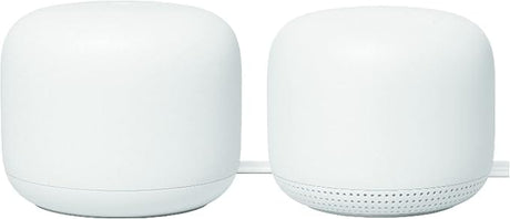 Google Nest Wi-Fi AC2200 Mesh Router with Google Assistant, Smart Tech, 3800 Sq. Ft. Coverage Area, 2-Pack, Snow - Refurbished