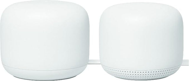 Google Nest Wi-Fi AC2200 Mesh Router with Google Assistant, Smart Tech, 3800 Sq. Ft. Coverage Area, 2-Pack, Snow - Refurbished