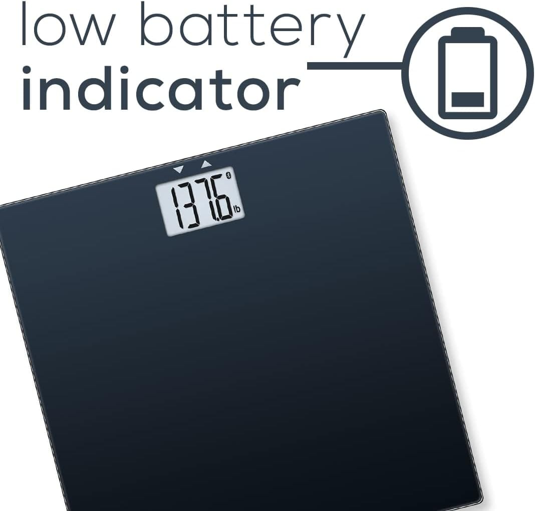 Beurer Bluetooth Glass Scale with BMI Measurement, Smart Digital Bathroom Scale Connects with Health App Analyzer, Black - Refurbished
