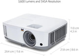 ViewSonic 4000 Lumens XGA HDMI Short Throw Projector, White - Certified Refurbished