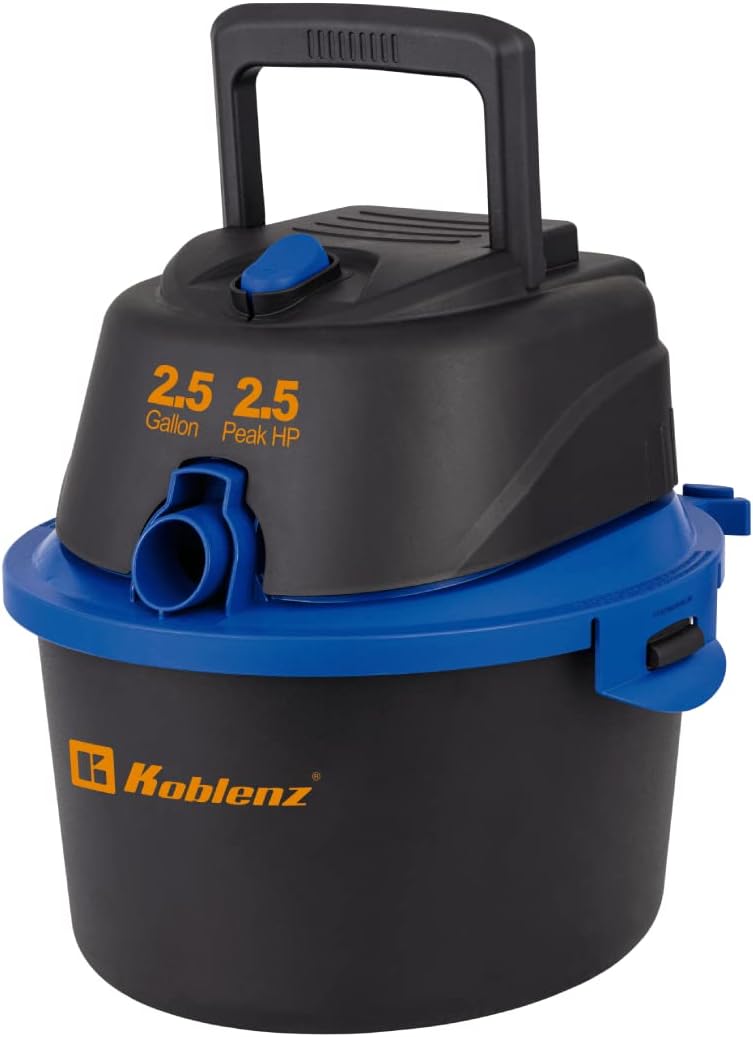 Koblenz WD 2.5 MA 2.5-Gallon Portable Wet/Dry Vacuum with Blower, Black and Blue