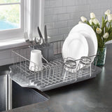 Farberware Classic Large Rust Resistant Full Dishrack with Removable 3 Compartment Flatware Caddy, Drain Board, 3-Piece, Gray