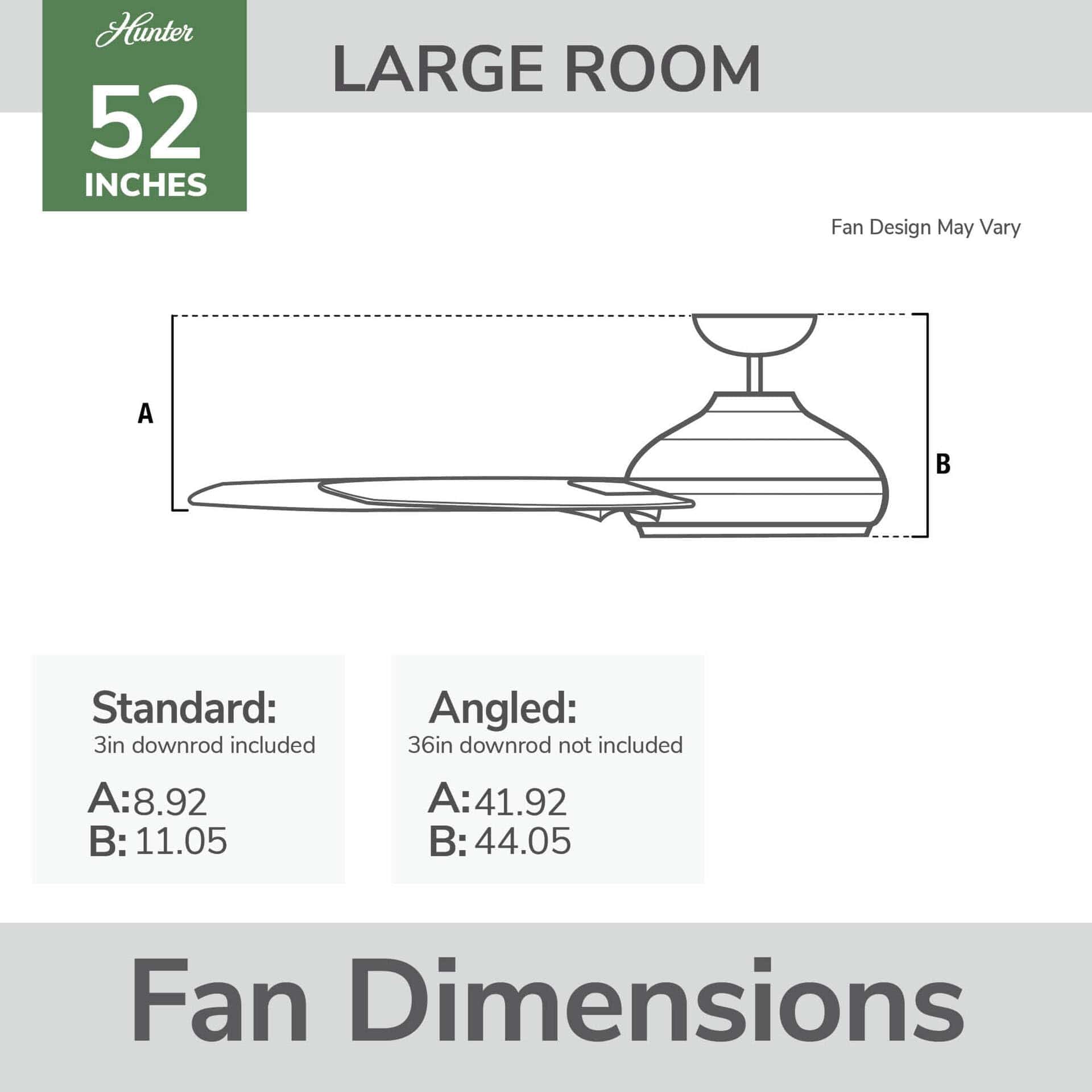 Hunter Fan 52 Inch Outdoor/Indoor Ceiling fan with Remote for Porch, Living Room, Office, Kitchen, Black - Certified Refurbished