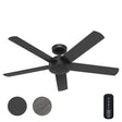 Hunter Fan 52 Inch Outdoor/Indoor Ceiling fan with Remote for Porch, Living Room, Office, Kitchen, Black - Certified Refurbished